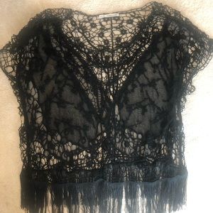 Crochet black lace top!